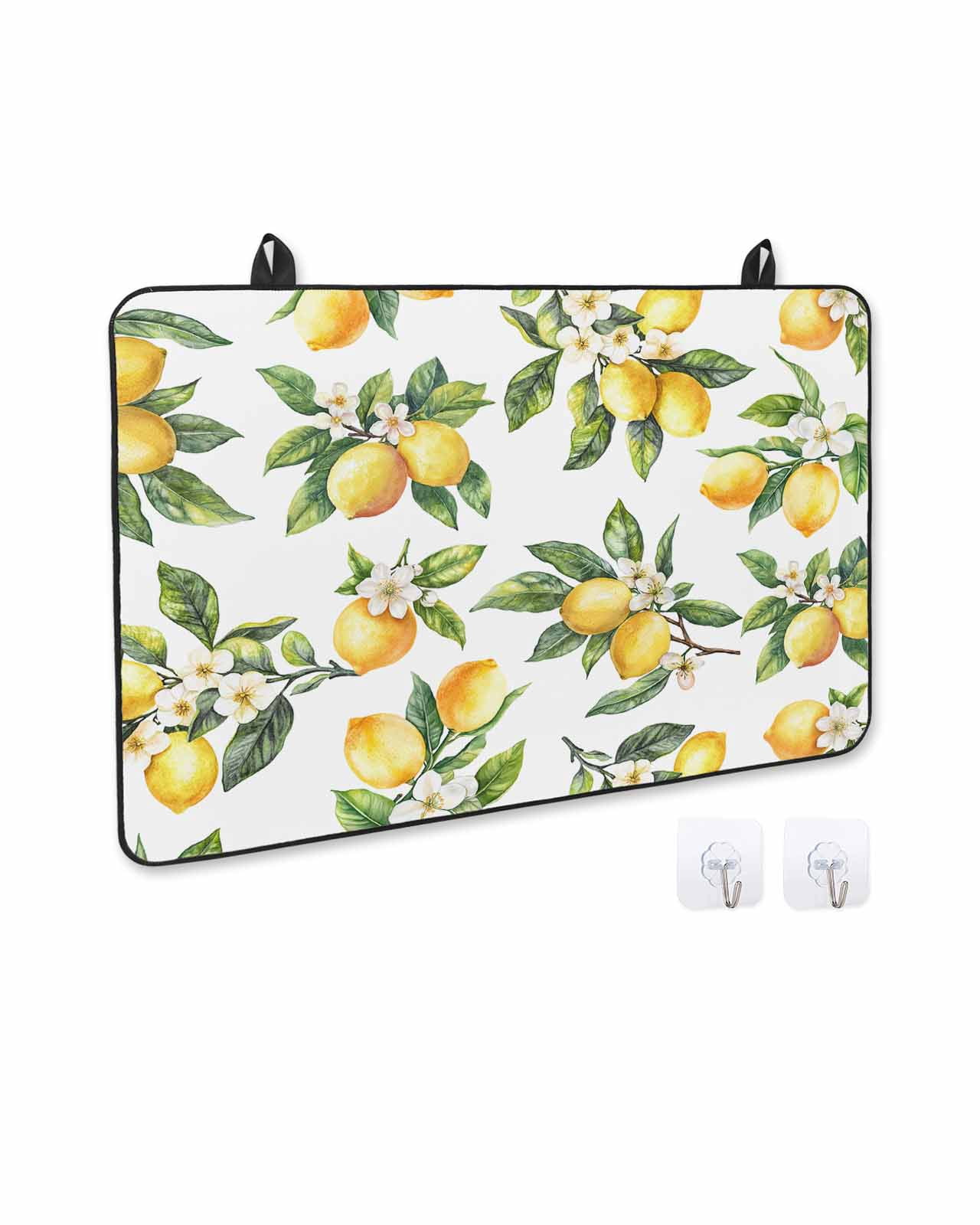 nqOlkjepod Large Induction Cooktop Protector Mat 24"x21", Yellow Lemon Stove Top Covers for Electric Stove, Farmhouse Spring Botanical Flowers Leaves Stove Burner Cover Mats, Glass Top Stove Cover