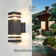 thumbnail image 4 of Lámpara de pared exterior de doble cabezal con carcasa de plástico, luz ascendente y descendente, E27, impermeable, para exteriores, para colgar en la pared, iluminación de patio, kit de pvc, 4 of 5