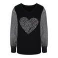 thumbnail image 4 of Zorckvet Womens Tops Valentine's Day Long Sleeved Mesh Sequined Splicing Together V Neck Tops Gifts for Her Black M, 4 of 6