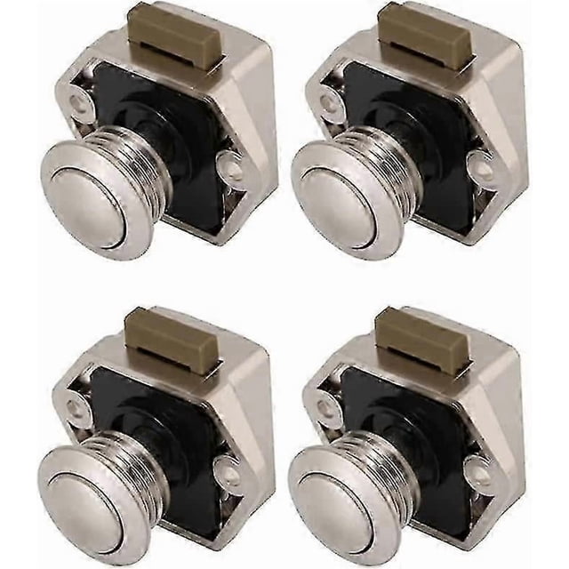 4 Pcs Push Button Latch, Mini Push Button Drawer Cabinet Door Keyless Lock Cabinet Lock