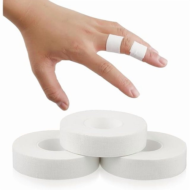 wonima44 Finger Tape, 0.5 Inch x 10 Yard White Athletic Tape Extra Strong Adhesive, 3 Rolls Sport Tape, Medical Tape, Foot Tape for Rock Climbing, Grappling, Basketball, Lifters and BJJ Finger Tape