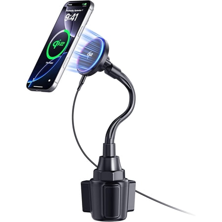 Upgraded Qi2 15W for Magnetic Cup Holder Charger, [More Stable & Faster Charging] Car Mount Charger Fast Charging with Adjustable Gooseneck iPhone 17 Pro Max Air 16-12 Series