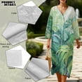 thumbnail image 5 of DISNIMO Women's Summer Maxi Dresses Monstera Print Long Shift Dress Casual Loose Dress 3/4 Sleeve V Neck Midi Dresses for Women, S, 5 of 6