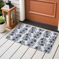 thumbnail image 4 of Blue Floral Entryway Rug 2'x3'&nbsp; Non Slip Front Door Mats, Abstract Watercolor Flower Leaf Plant Entrance Rugs Indoor Outdoor Carpet, Washable Floor Mats Small Area Rug for Bedroom Kitchen, 4 of 8