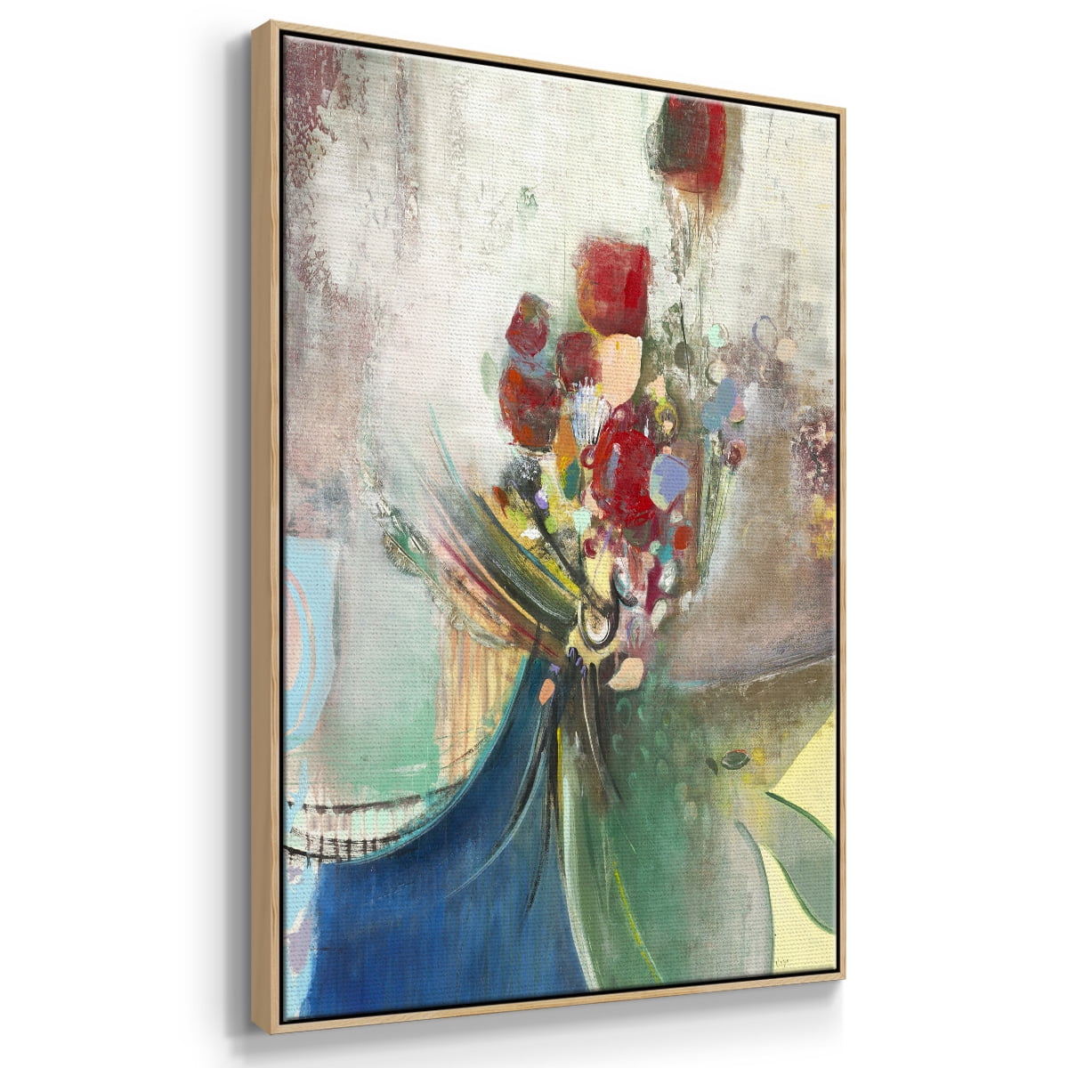 Celebration II Framed Premium Gallery Wrapped Canvas - Ready to Hang - 27 x 41 - Natural Wood Floating Frame