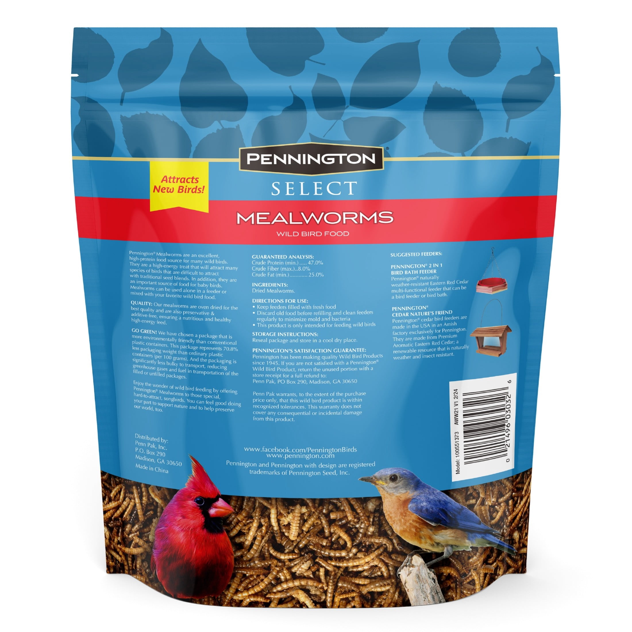 Pennington Select Mealworms, Bluebird and Wild Bird Food, 5 lb. Bag, 1 Pack, Dry