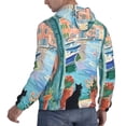 thumbnail image 6 of Pofeuu Coastal Cat By The Window Print Mens Casual Hooded Collar Drawstring Hoodies Pullover Sweatshirts Casual Long Sleeve Shirts-4X-Large, 6 of 7