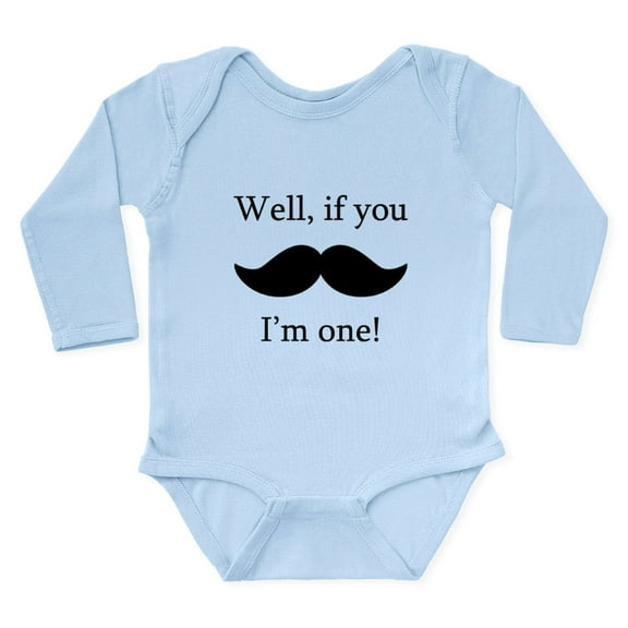 CafePress - If You Mustache Im One Body Suit - Long Sleeve Cotton Baby Bodysuit