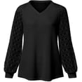 thumbnail image 2 of Camisetas holgadas con cuello en V para mujer, blusas elegantes, top de encaje, 2 of 4