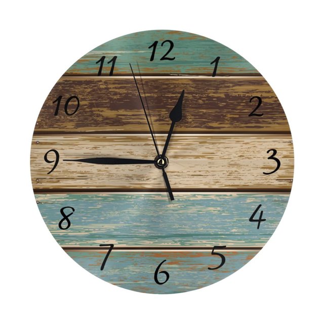 Reloj de pared de madera flotante, silencioso, sin tictac, de 10 pulgadas, estilo rústico retro, decorativo para sala de estar, cocina, hogar, baño y dormitorio