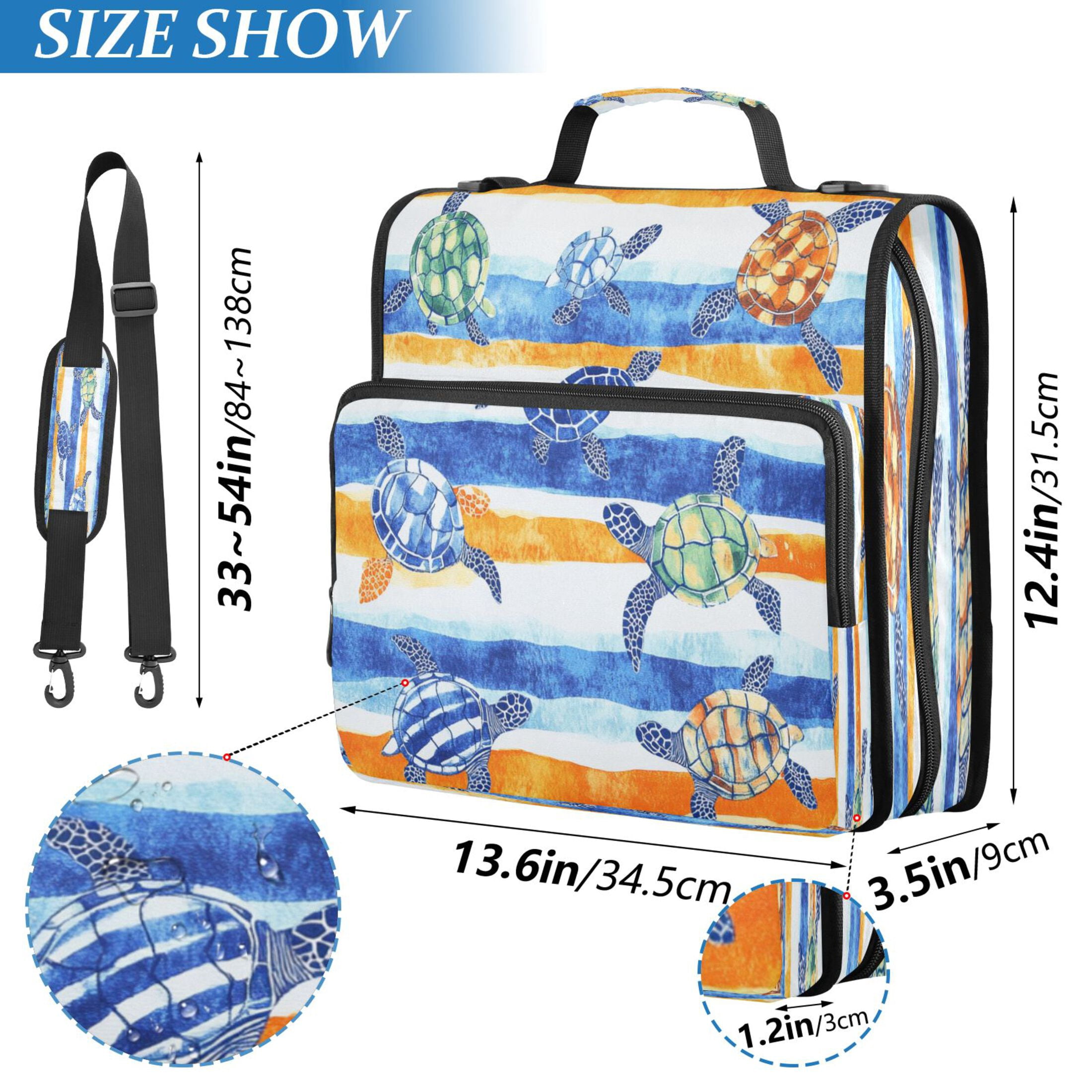 YAZAOO Zipper Binder trapper keeper Documents Organized Design Turtle Parade Printed