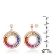 thumbnail image 2 of Sterling Silver Rose Gold Plated Rainbow Baguette CZ Open Circle Earrings, 2 of 5