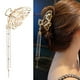 thumbnail image 1 of Zhuge Pinzas de mariposa, 1 pieza, pinza de pelo de metal con forma de mariposa, horquilla dorada, pinza para el pelo con borla de mariposa para peinar cabello grueso y fino para mujeres, 1 of 5