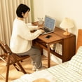 thumbnail image 2 of Folding Desk - Space-Saving Computer Desk for Small Spaces, Foldable Study Table for Bedroom, Home Office, Dorm, or Apartment - Walnut Brown Design, 2 of 9