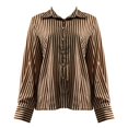 thumbnail image 6 of VJGBEGW Women's Satin Button Down Shirts V-Neck Long Sleeve Tops Striped Business Office Silky Blouses Fashion Spring Shirts Brown XL, 6 of 6