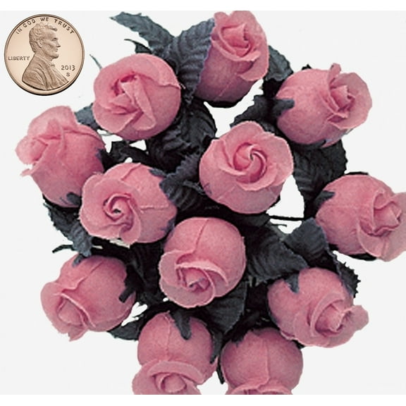 144 Miniature Poly Rose Silk Favor Flower Pick Wedding Shower - Mauve/Dusty Rose