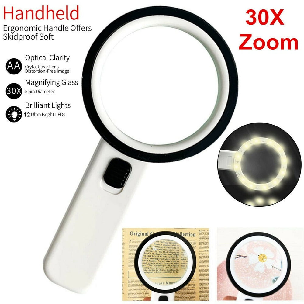 3/10X Jumbo Handheld Magnifying Glass w/ Bright LED Light Illuminated Magnifier 