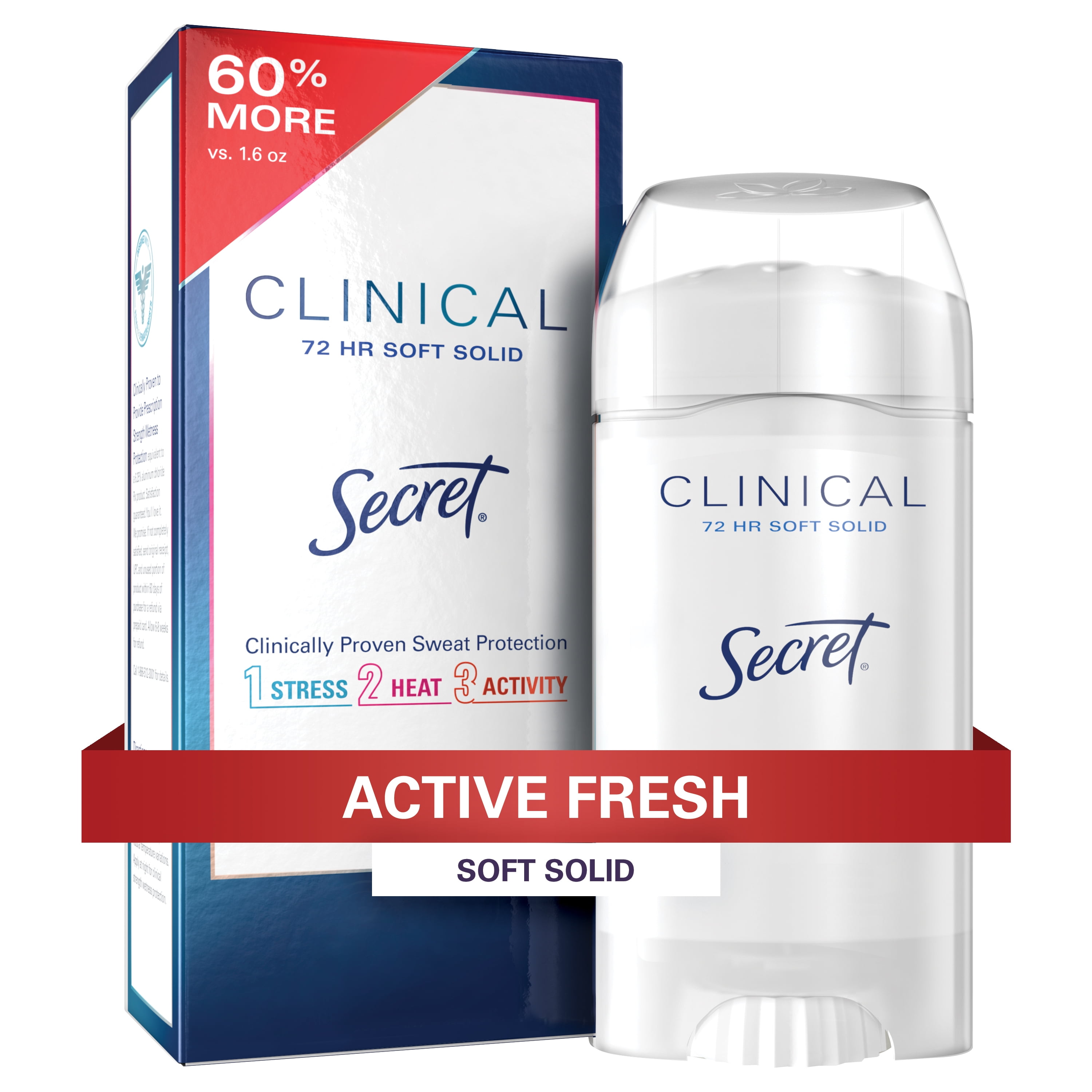 Secret Clinical Strength Soft Solid Antiperspirant and Deodorant, Active Fresh, 2.6 oz