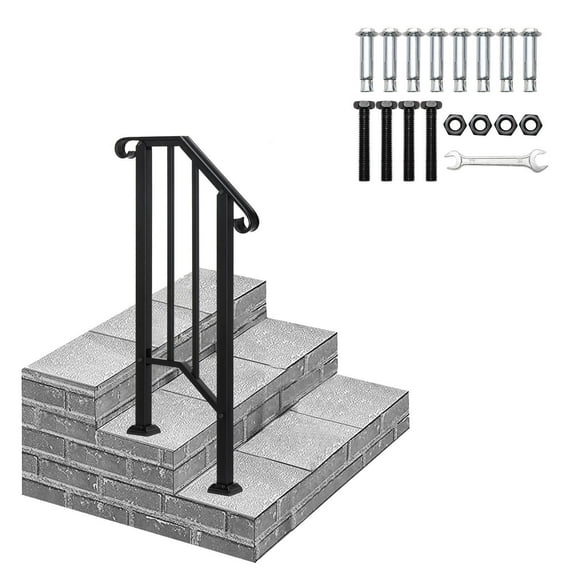 Iron Step Handrail Stair Railing for 1-2 Step Handrail Outdoor Deck Hand Rail