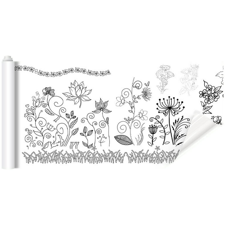 Children's Drawing Roll - Coloring Paper Roll for Kids, Drawing Paper Roll DIY Painting Drawing Color Filling Paper, 118 * 11.8 Inches, Size: Flowers