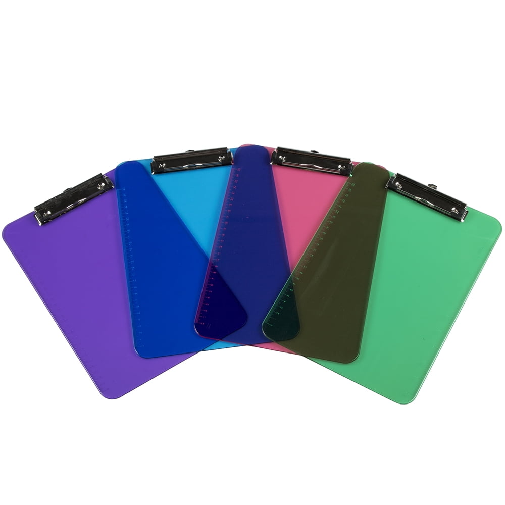 JAM Paper Plastic Clipboards with Low Profile Metal Clip, Letter (9 x 12 1/2), Assorted Fashion Colors, 4 Clip Boards/Pack