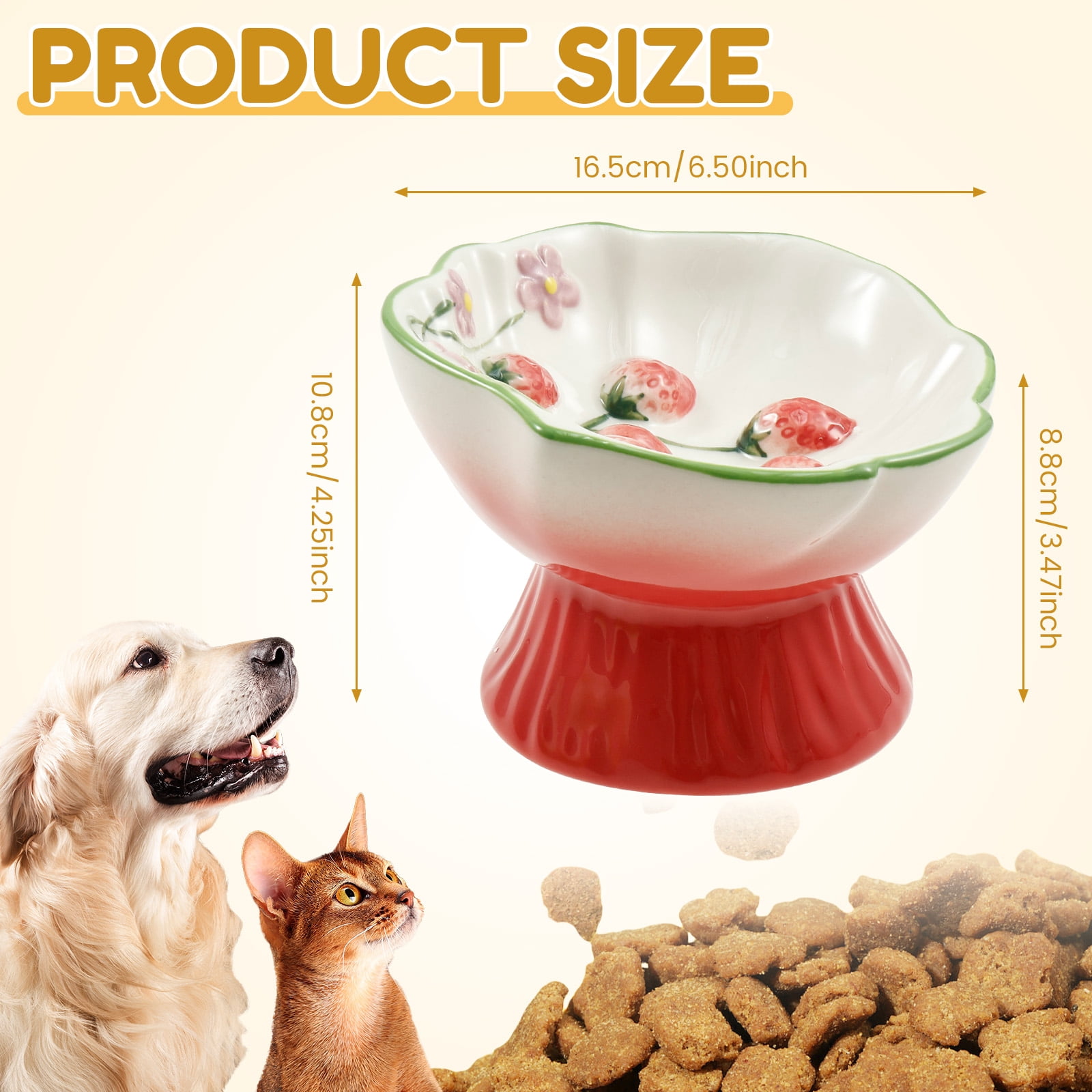 Threns Ceramic Slow Feeder Cat Bowl Elevated Small Cat Food Bowl Wide Mouth Small Dog Slow Feeder Control Eating Speed for Dog Pet
