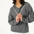 thumbnail image 5 of AKOEE Plain Cotton Hoodie with Colorblock Drawstring Womens V Neck Loose Sweatshirt Casual Fall Winter Pullover Top (2XL, Gray), 5 of 6