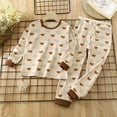 thumbnail image 2 of TAGOLD Kids Sets, Toddler Baby Kids Winter Boys Girls Solid Color Bear Print Long Sleeved Home Wear Clothes Suit, 2 of 3