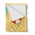 thumbnail image 2 of Beach Soft Flannel Fleece Throw Blanket, Waves Umbrella Towels and Surfing Board Swimming Themed Summer Season, Cozy Plush for Indoor and Outdoor Use, 50" x 70", Multicolor, by Ambesonne, 2 of 5