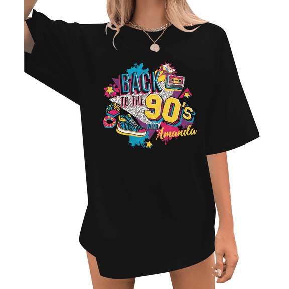 ALLTB 90s Outfit for Women Take Me Back to The 90's Shirt Vintage T-Shirt Casual 90s Nostalgia Short Sleeve Tops