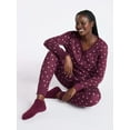 thumbnail image 6 of Joyspun Women's Waffle Knit Henley Sleep Top, Joggers and Socks Pajama Set, 3-Piece, Sizes XS-3X, 6 of 6