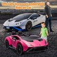 thumbnail image 4 of Lamborghini 24V Ride on Car for Big Kids, Lamborghini Huracan Battery Powered Ride on Toy with Remote Control, Electric Car for Kids Toddlers 3-6, 4 Wheelers Car w/ Bluetooth & Light, 360° Spin, Pink, 4 of 10