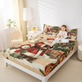 thumbnail image 4 of jejeloiu Vintage Santa Claus Twin Sheet Sets,Xmas Tree Snowmen Twin Fitted Sheet,Western Holiday Gifts Flat Sheet For Child,Lightweight Room Decor,3pcs, 4 of 7