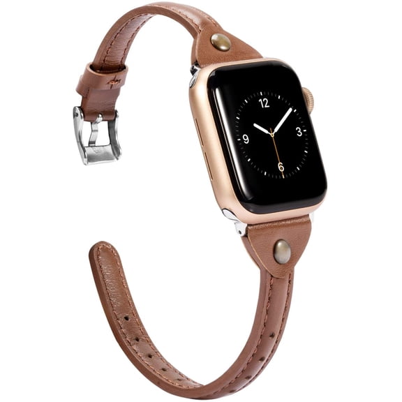 EIKODO-Slim Rivet Leather Compatible with Apple Watch Bands 38mm 40mm 41mm 42mm 44mm 45mm 46mm 49mm Women Men Dressy Thin Strap Wristbands Bracelet for iWatch Series 10 9 8 Ultra SE 7 6 5 4 3 2 1