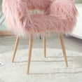 thumbnail image 2 of Chaise de Coiffeuse en Fausse Fourrure Rose pour Maquillage et Salle à Manger - Pied en Métal Rose + Hêtre, 2 of 8