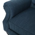 thumbnail image 4 of Chatau Contemporary Tufted Recliner with Nailhead Trim, Navy Blue Fabric and Espresso, 4 of 9