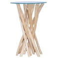 thumbnail image 1 of Mesa de Centro vidaXL de Madera Maciza de Teca con Tapa de Vidrio, 1 of 7