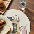 thumbnail image 3 of Beige Cute Cat Round 13 Inch Placemats Set of 2, Cartoon Funny Heater Cats HeatResistant Non Slip Place Mats for Dining Table, Wipeable Braided Kitchen Table Mats for Housewarming, 3 of 9