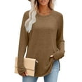 thumbnail image 2 of Posijego Women's Basic Long Sleeve Shirts Classic Tee Fall Tunic Tops Plain Loose Casual T-Shirts for Women, 2 of 7