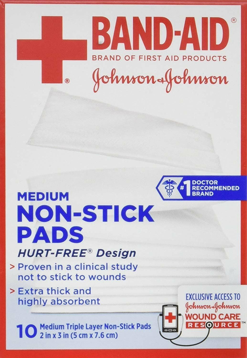 BAND-AID Brand First Aid Gauze Pads, 2' x 3', 10 Count