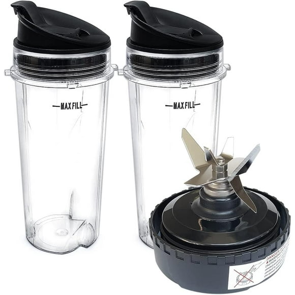 Replacement Parts 5 Fins Blade with 2 16oz cups, Compatible with Ninja Blender QB3000/QB3000SSW/QB3004/QB3005