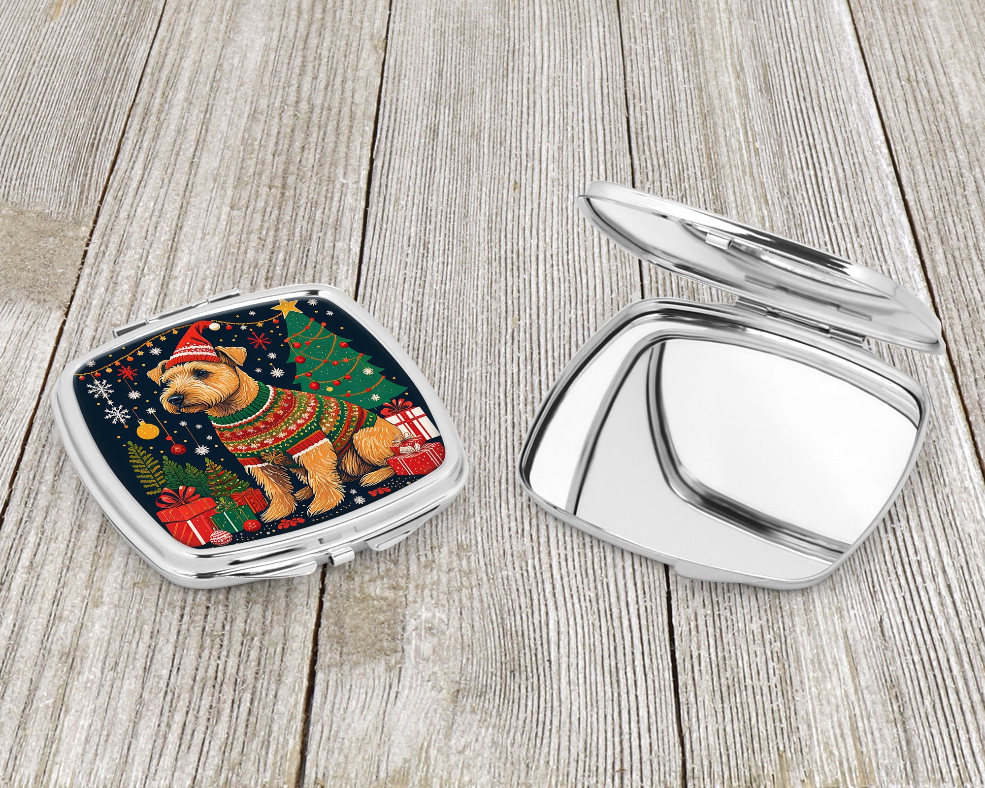 Lakeland Terrier Christmas Compact Mirror 2.75 in x 3 in