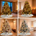 thumbnail image 6 of Turquoise Brown Christmas Tree Skirt 48 Inches, Gradient Geometric Stripes Chevron Wave Xmas Trees Skirt Mat Cover Decorations for Holiday Party Indoor Outdoor, 6 of 9