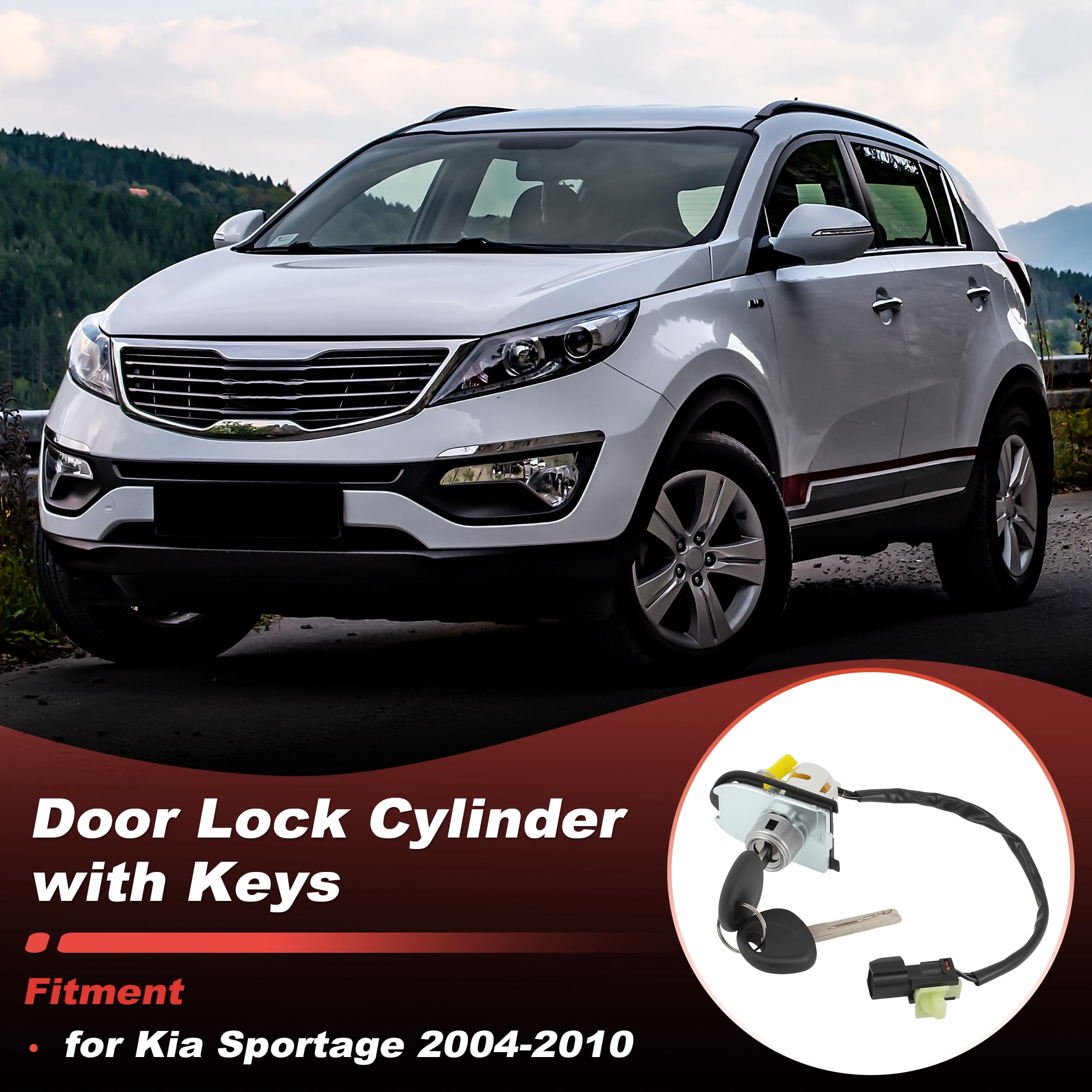 Unique Bargains Front Left Door Lock Cylinder Set with 2 Keys for Kia Sportage 2004-2010