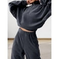 thumbnail image 5 of Womens 2 Piece Outfits Lounge Sets -Fleece Half Zip Pullover and Baggy Sweatpants with Pockets Gray M, 5 of 7