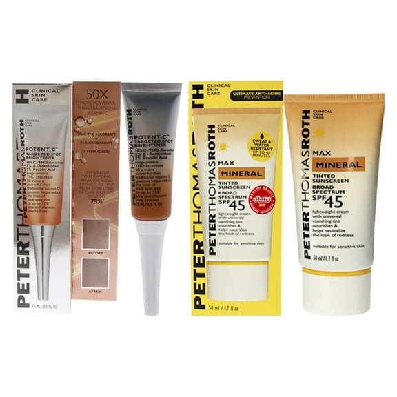 Peter Thomas Roth Potent-C Targeted Spot Brightener and Max Mineral Tinted Sunscreen SPF 45 - 2 Pc Kit - 0.5oz Treatment, 1.7oz Sunscreen