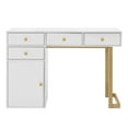 thumbnail image 4 of BarberPub Makeup Vanity Desk with Drawer, Manicure Table with Metal Leg, 4 of 12