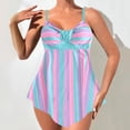thumbnail image 2 of Qingpeng Plus Size Tankini Swimsuit for Women Color Block Tummy Control Two Piece Bathing Suit Slimming Swim Top with Bottom, 2 of 5