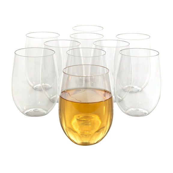 Clear Stemless Plastic Wine Glasses Bulk 48 Ct