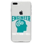 DistinctInk Clear Shockproof Hybrid Case for iPhone 7 PLUS / 8 PLUS (5.5" Screen) TPU Bumper Acrylic Back Tempered Glass Screen Protector - Engineer That's How I Roll
